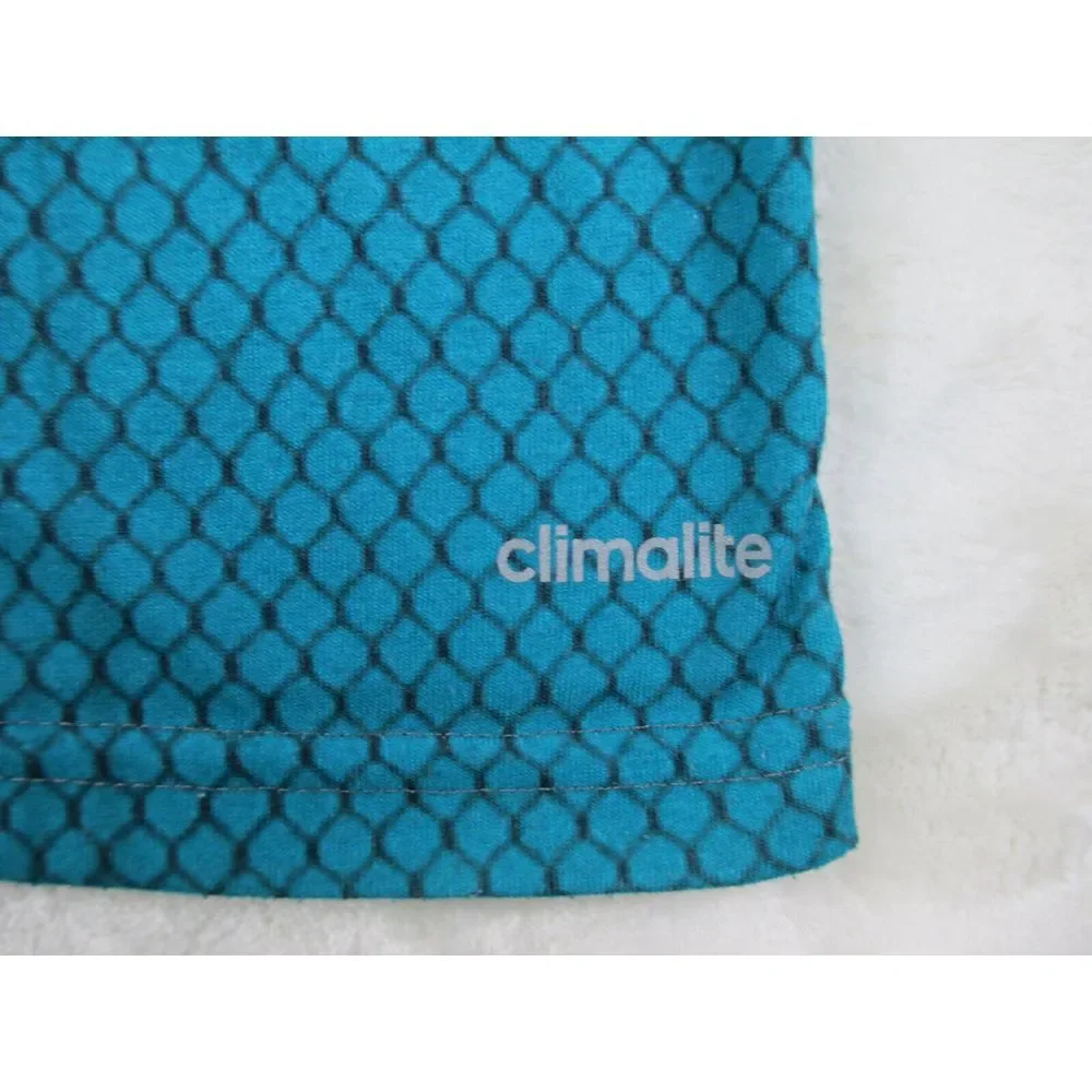 Adidas Shirt Mens Large Blue Lightweight Basketball‎ AOP Climalite Gym Workout*